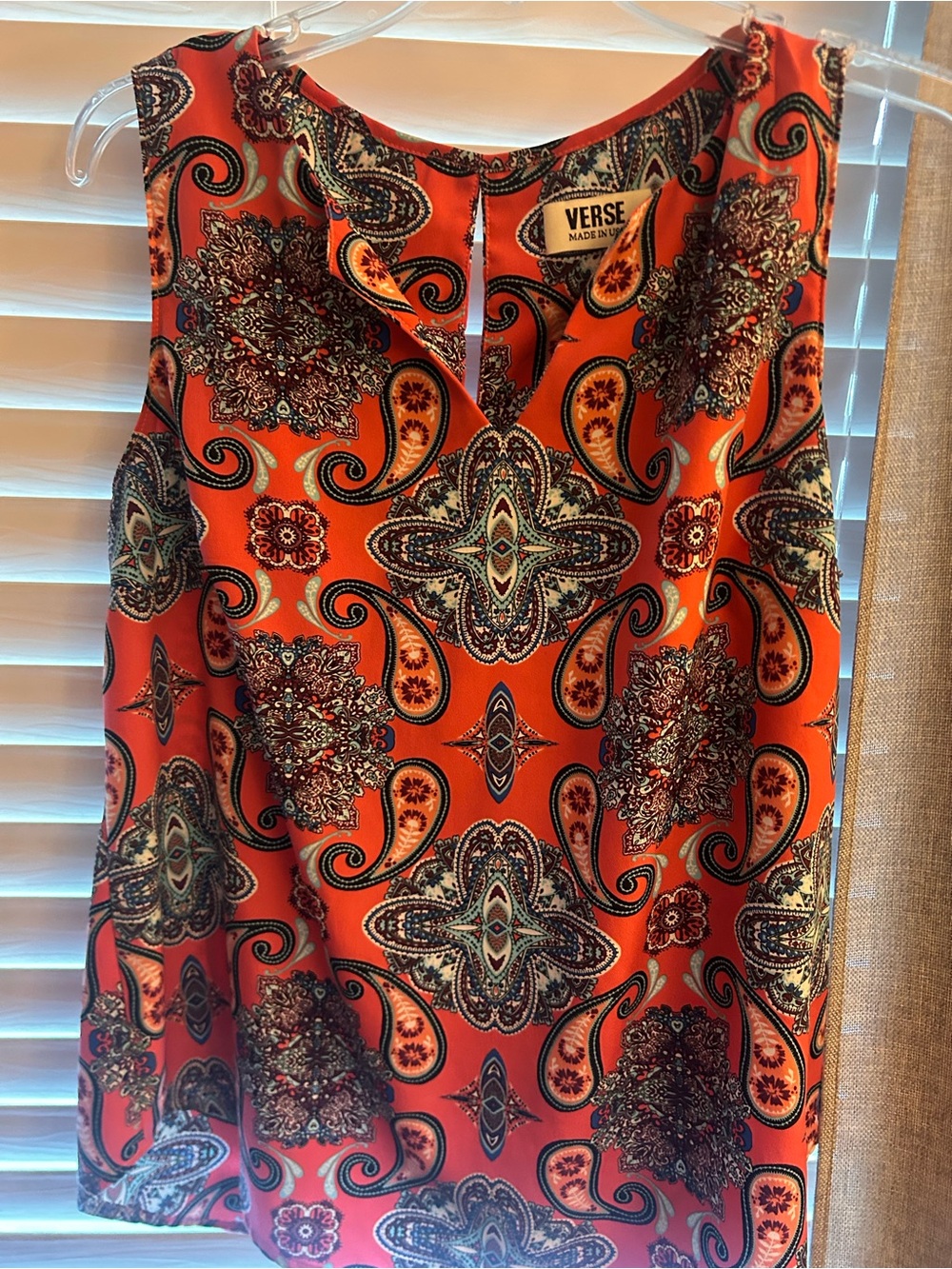 Verse Orange Paisley V-Neck Camisole Tank